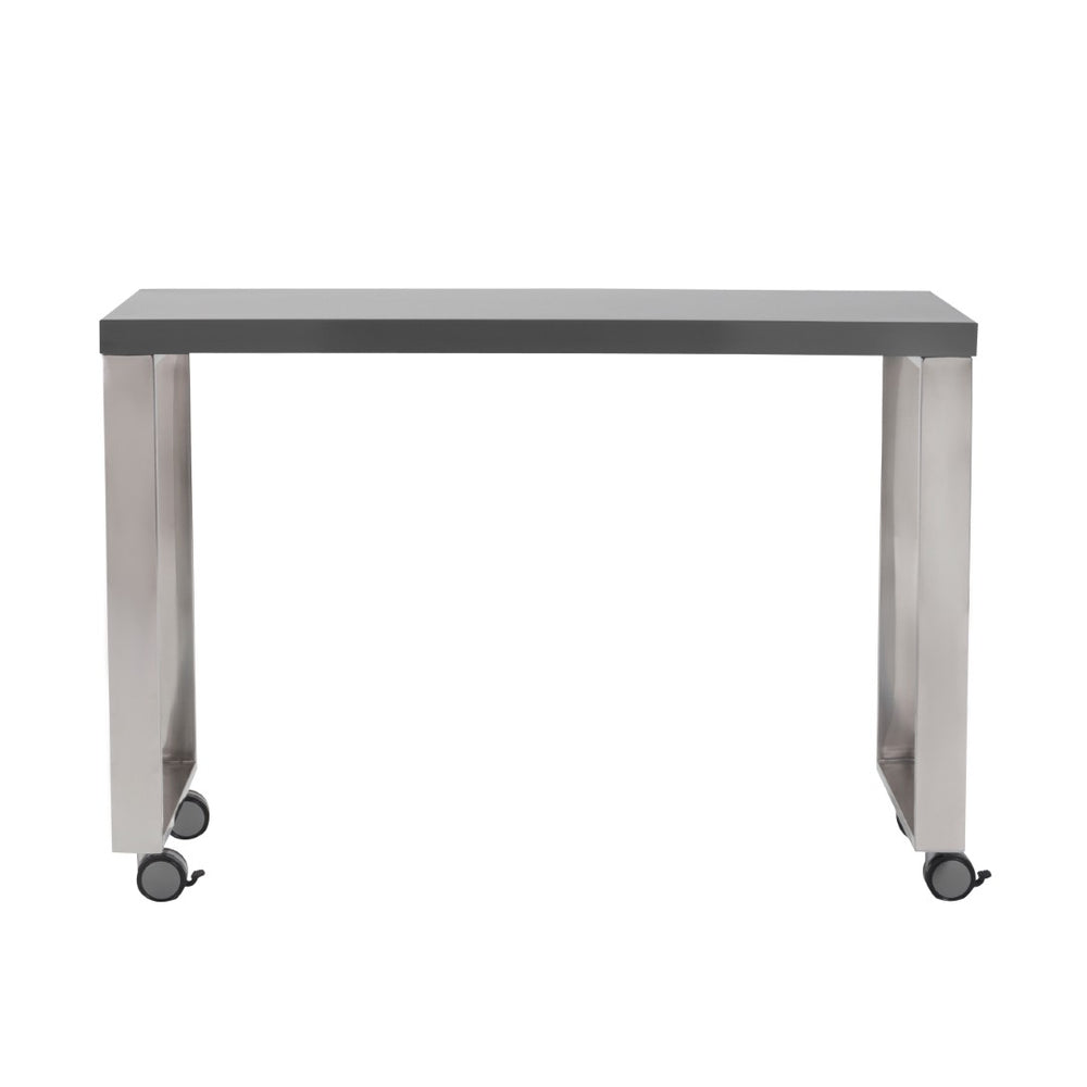 HomeRoots 39" Gray and Silver Rolling Writing Desk - Modern, Mobile, and Multi-Functional Workspace Solution 524924