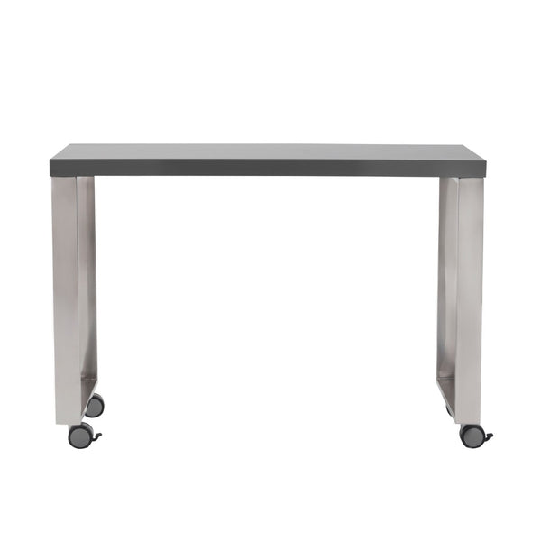 HomeRoots 39" Gray and Silver Rolling Writing Desk - Modern, Mobile, and Multi-Functional Workspace Solution 524924