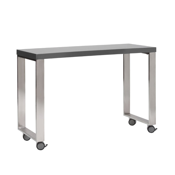 HomeRoots 39" Gray and Silver Rolling Writing Desk - Modern, Mobile, and Multi-Functional Workspace Solution 524924