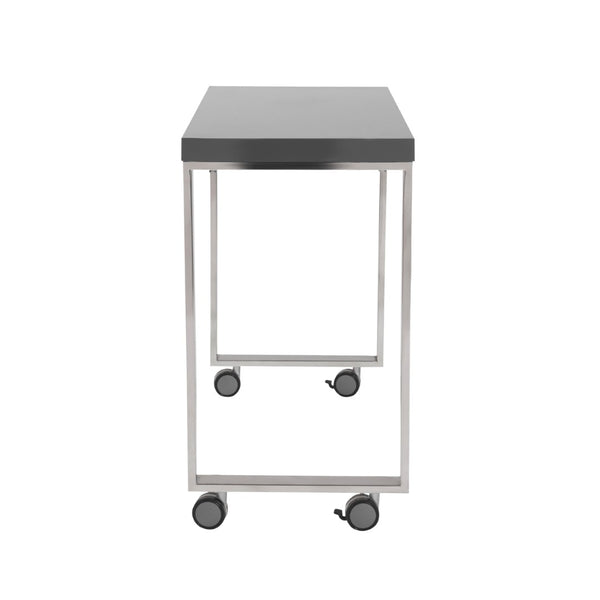 HomeRoots 39" Gray and Silver Rolling Writing Desk - Modern, Mobile, and Multi-Functional Workspace Solution 524924