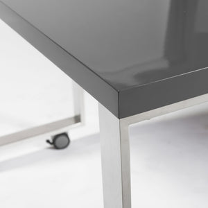 HomeRoots 39" Gray and Silver Rolling Writing Desk - Modern, Mobile, and Multi-Functional Workspace Solution 524924