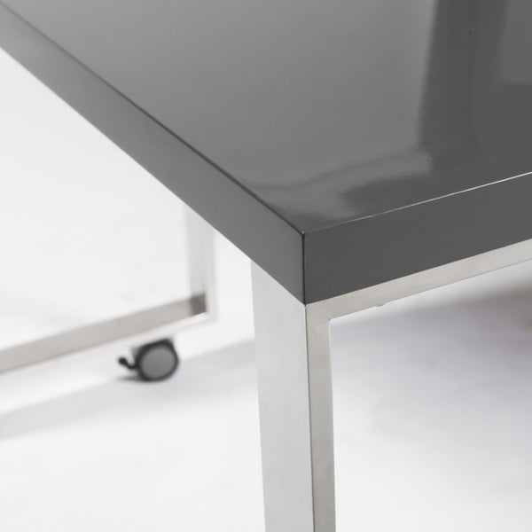 HomeRoots 39" Gray and Silver Rolling Writing Desk - Modern, Mobile, and Multi-Functional Workspace Solution 524924