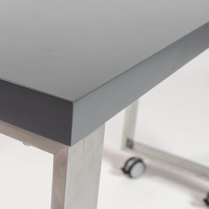 HomeRoots 39" Gray and Silver Rolling Writing Desk - Modern, Mobile, and Multi-Functional Workspace Solution 524924