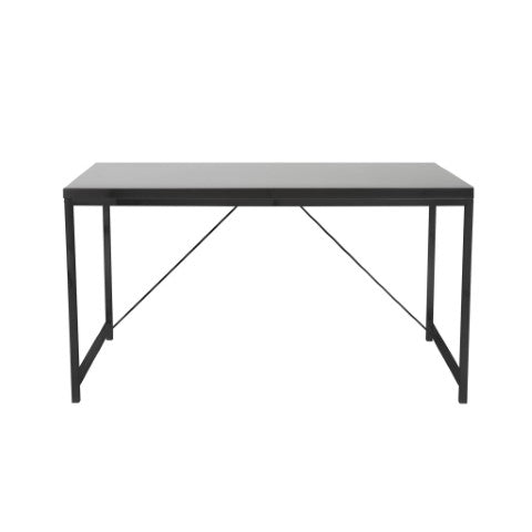 Homeroots 47" Black Wood And Stainless Steel Writing Desk - Modern Classic Design For Home Office Or Bedroom   524925