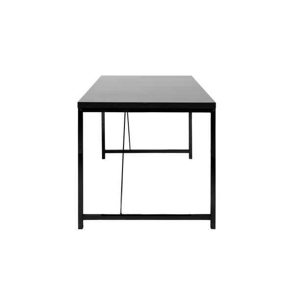 Homeroots 47" Black Wood And Stainless Steel Writing Desk - Modern Classic Design For Home Office Or Bedroom   524925