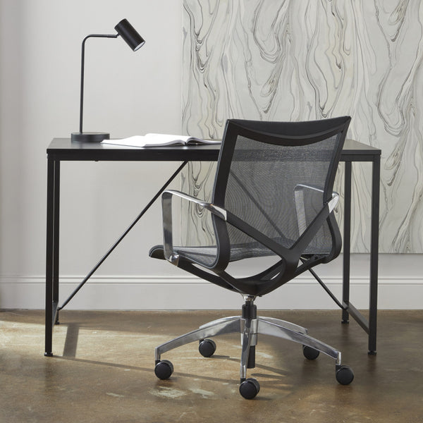 Homeroots 47" Black Wood And Stainless Steel Writing Desk - Modern Classic Design For Home Office Or Bedroom   524925