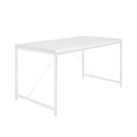 Homeroots 47" White Wood And Stainless Steel Writing Desk - Stylish Home Office Furniture For Productivity   524926