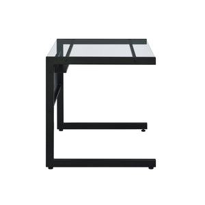 Homeroots 33" Stylish Clear And Black Glass Writing Desk With Stainless Steel Frame For Modern Home Offices   524927