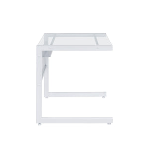 Homeroots 33" Clear And White Glass Stainless Steel Writing Desk - Stylish Home Office Accent For Comfort   524928