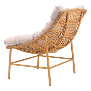 Homeroots 29" Beige And Brown Aluminum Indoor Outdoor Accent Chair With Beige Cushion  100% Olefin,Aluminum,Polyethylene 524939