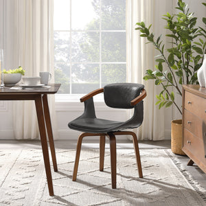 Homeroots Gray And Brown Upholstered Faux Leather Dining Arm Chair  Wood 524940