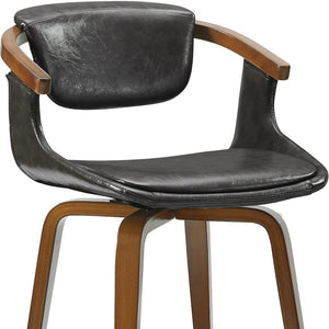 Homeroots Gray And Brown Upholstered Faux Leather Dining Arm Chair  Wood 524940