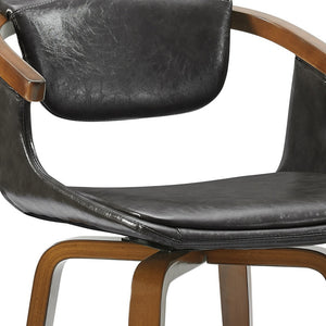 Homeroots Gray And Brown Upholstered Faux Leather Dining Arm Chair  Wood 524940