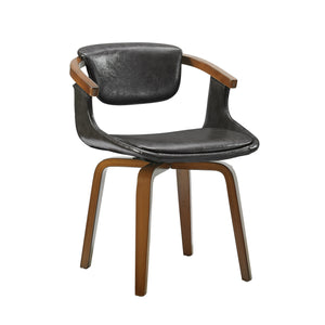 Homeroots Gray And Brown Upholstered Faux Leather Dining Arm Chair  Wood 524940