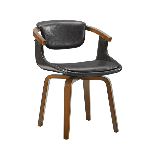 Homeroots Gray And Brown Upholstered Faux Leather Dining Arm Chair  Wood 524940