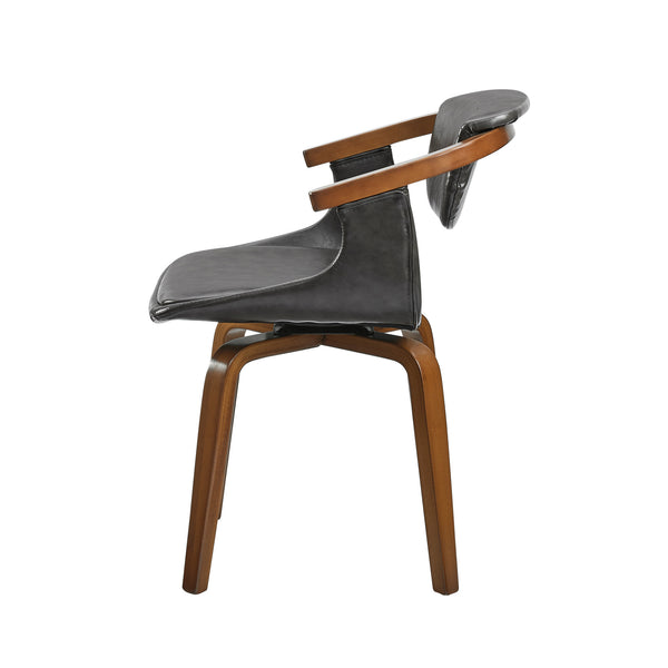 Homeroots Gray And Brown Upholstered Faux Leather Dining Arm Chair  Wood 524940