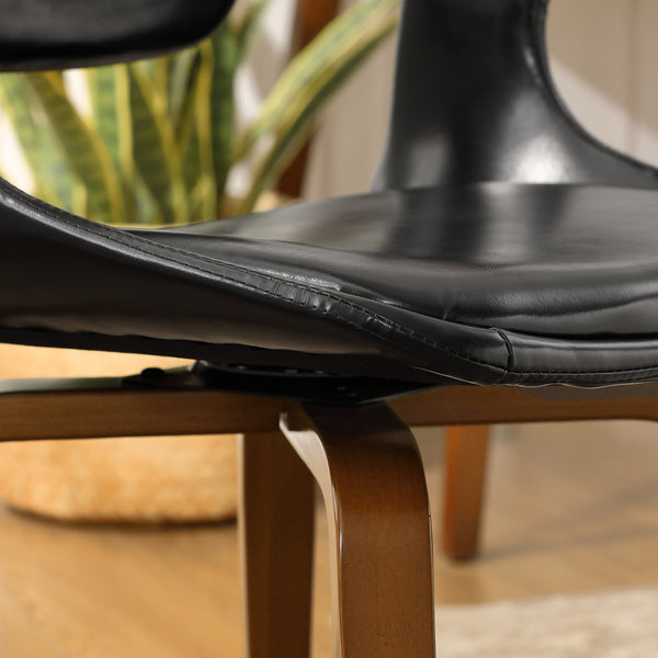 Homeroots Black And Dark Brown Upholstered Faux Leather Dining Arm Chair  Wood 524942