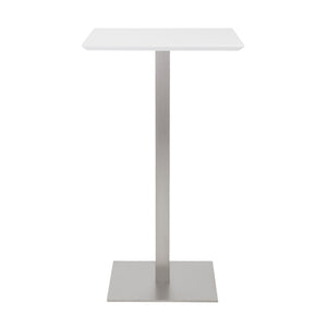 Homeroots 24" White And Silver Metallic Square Steel Bar Table   524946