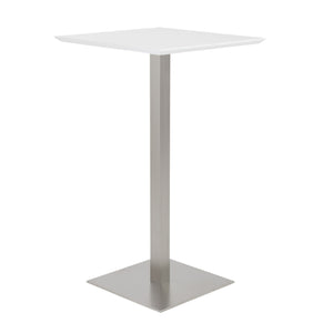 Homeroots 24" White And Silver Metallic Square Steel Bar Table   524946