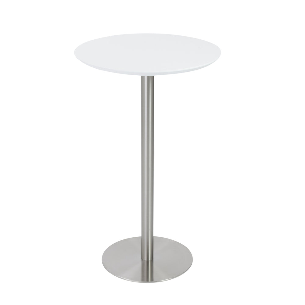 Homeroots 26" White And Silver Metallic Rounded Steel Bar Table   524947