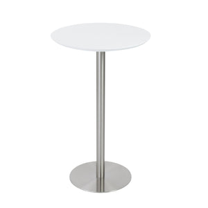 Homeroots 26" White And Silver Metallic Rounded Steel Bar Table   524947