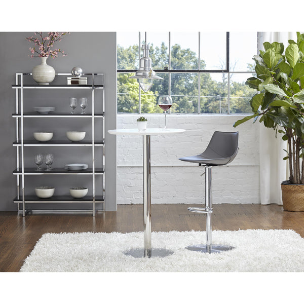Homeroots 26" White And Silver Metallic Rounded Steel Bar Table   524947