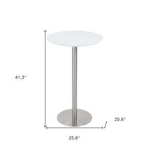 Homeroots 26" White And Silver Metallic Rounded Steel Bar Table   524947
