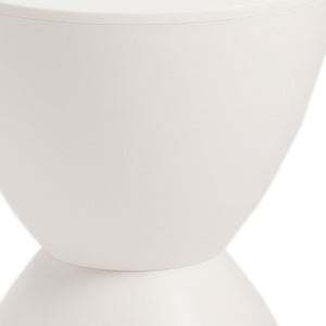 Homeroots 17" White Heavy Duty Plastic Round Pedestal End Table   524950