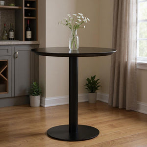 HomeRoots 32" Black Rounded Steel Bar Table - Stylish, Durable Design Perfect for Home or Commercial Spaces 524951