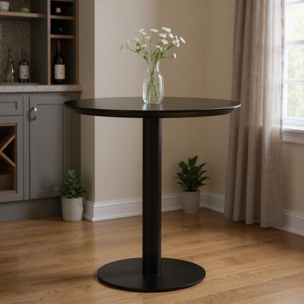 HomeRoots 32" Black Rounded Steel Bar Table - Stylish, Durable Design Perfect for Home or Commercial Spaces 524951