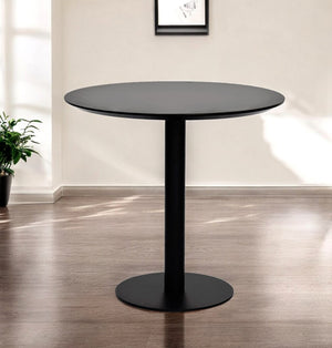 Homeroots 32" Black Rounded Steel Bar Table   524951