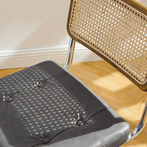 Homeroots Set Of Two Tufted Gray And Silver Upholstered Faux Leather Dining Side Chairs  Metal And Wood 524952