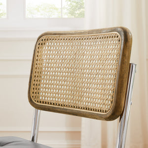 Homeroots Set Of Two Tufted Gray And Silver Upholstered Faux Leather Dining Side Chairs  Metal And Wood 524952