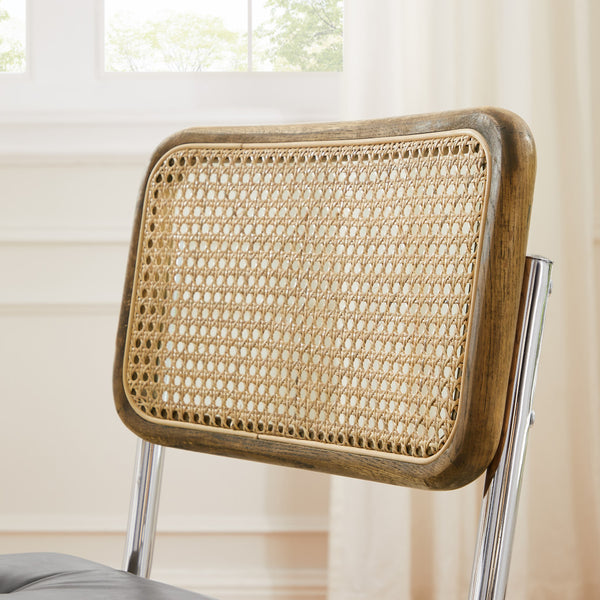 Homeroots Set Of Two Tufted Gray And Silver Upholstered Faux Leather Dining Side Chairs  Metal And Wood 524952