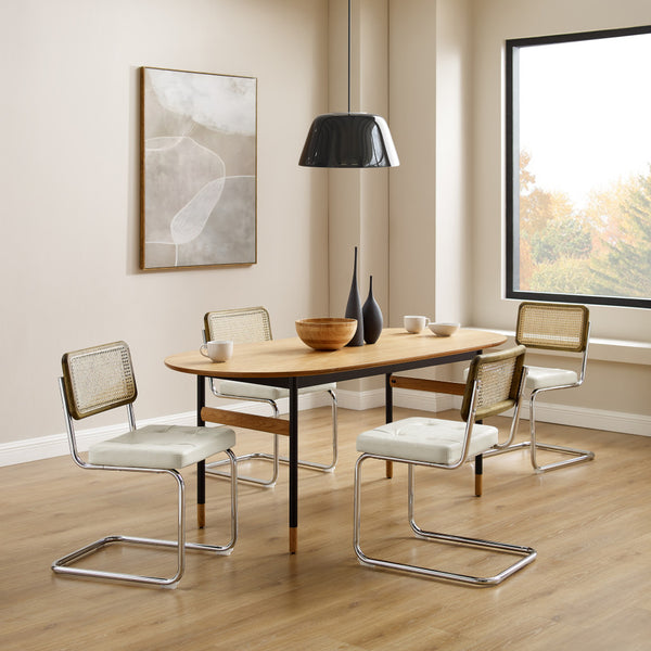 Homeroots Set Of Two Tufted Off White And Silver Upholstered Faux Leather Dining Side Chairs  Metal And Wood 524953