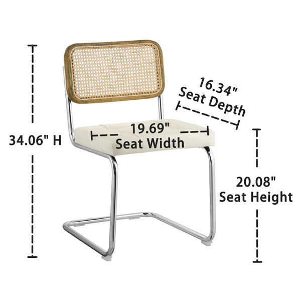 Homeroots Set Of Two Tufted Off White And Silver Upholstered Faux Leather Dining Side Chairs  Metal And Wood 524953