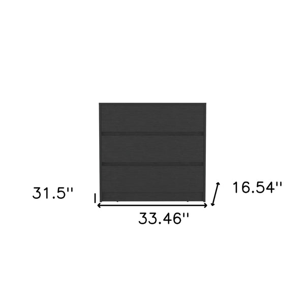 Homeroots 33" Black Three Drawer Dresser  Manufactured Wood 524956