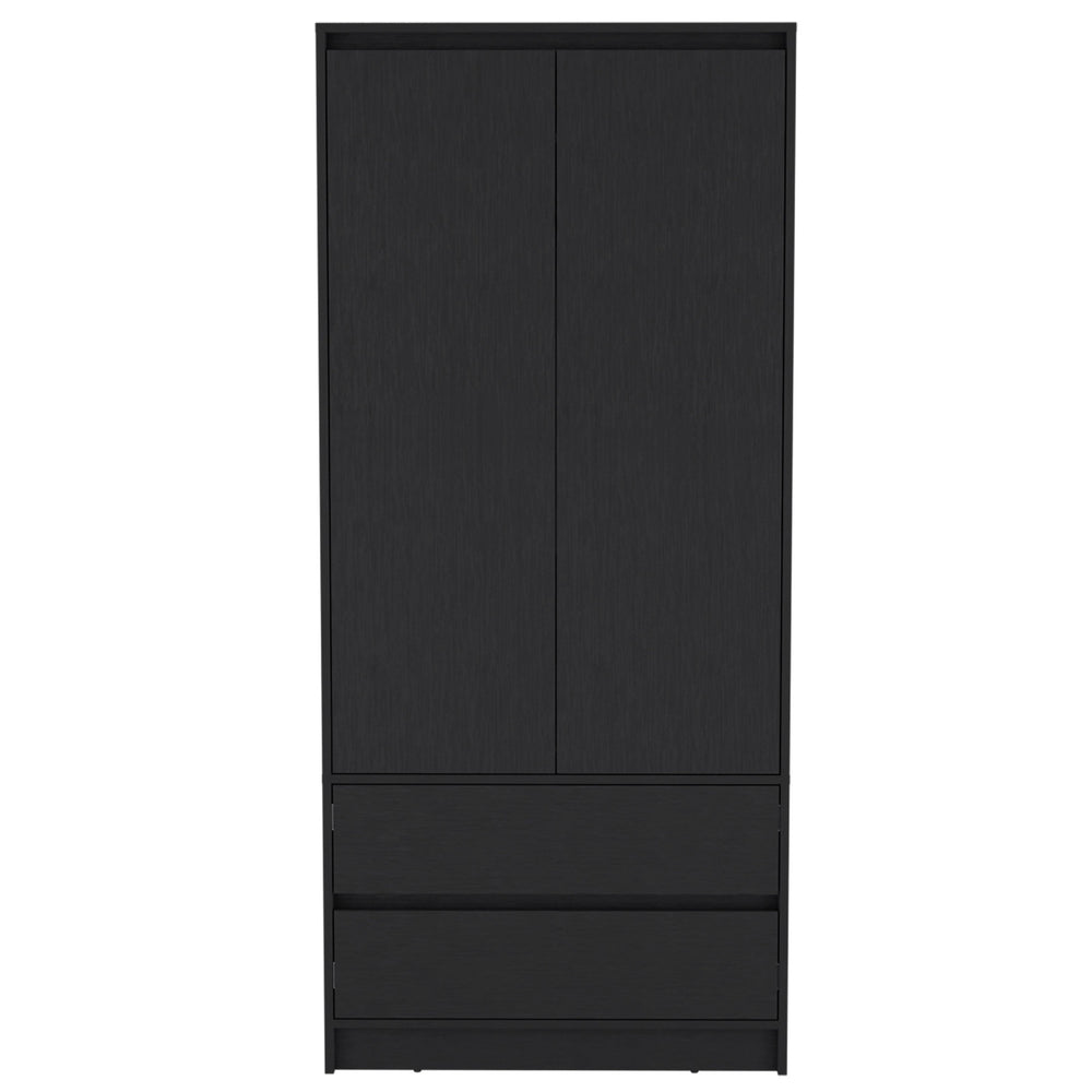 Homeroots 32" Black Two Drawer Combo Dresser  Manufactured Wood 524958
