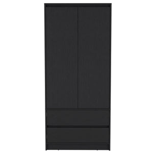 Homeroots 32" Black Two Drawer Combo Dresser  Manufactured Wood 524958