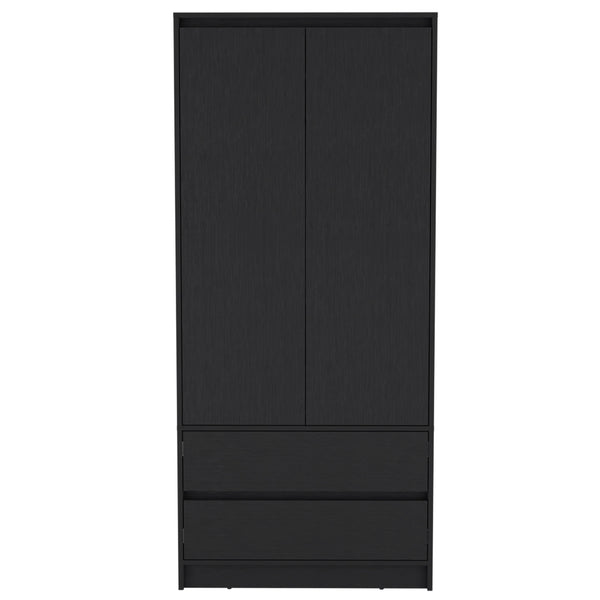Homeroots 32" Black Two Drawer Combo Dresser  Manufactured Wood 524958