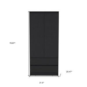 Homeroots 32" Black Two Drawer Combo Dresser  Manufactured Wood 524958