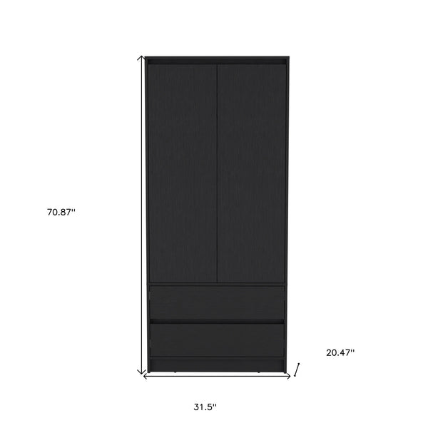 Homeroots 32" Black Two Drawer Combo Dresser  Manufactured Wood 524958