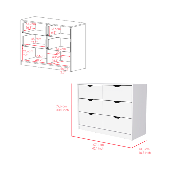 Homeroots 42" White Four Drawer Dresser  Manufactured Wood 524959