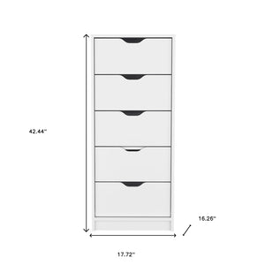 Homeroots 18" White Five Drawer Standard Chest  Manufactured Wood 524961