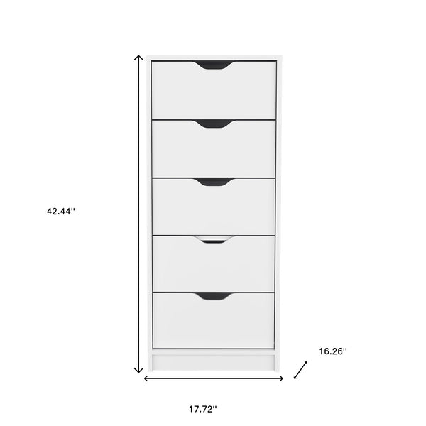 Homeroots 18" White Five Drawer Standard Chest  Manufactured Wood 524961