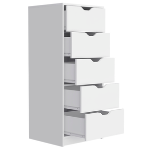 Homeroots 18" White Five Drawer Standard Chest  Manufactured Wood 524961