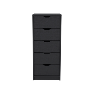Homeroots 18" Black Five Drawer Standard Chest  Manufactured Wood 524962