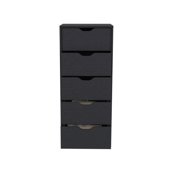 Homeroots 18" Black Five Drawer Standard Chest  Manufactured Wood 524962