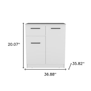 HomeRoots 37" White Wood Accent Cabinet - Stylish Storage Solution with Two Doors, Drawer & Versatile Design 524963