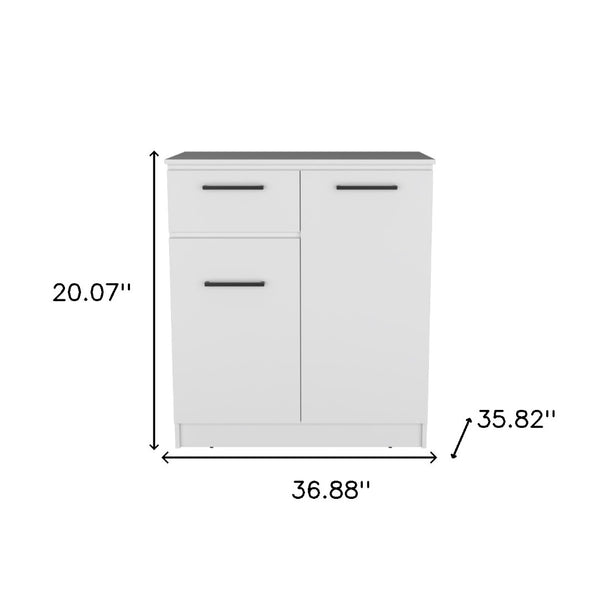 HomeRoots 37" White Wood Accent Cabinet - Stylish Storage Solution with Two Doors, Drawer & Versatile Design 524963